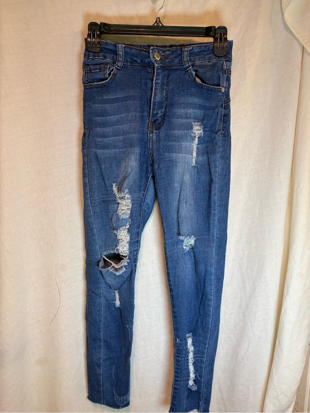 Blue Republic Skinny Jeans Distressed Raw Hem Juniors 7